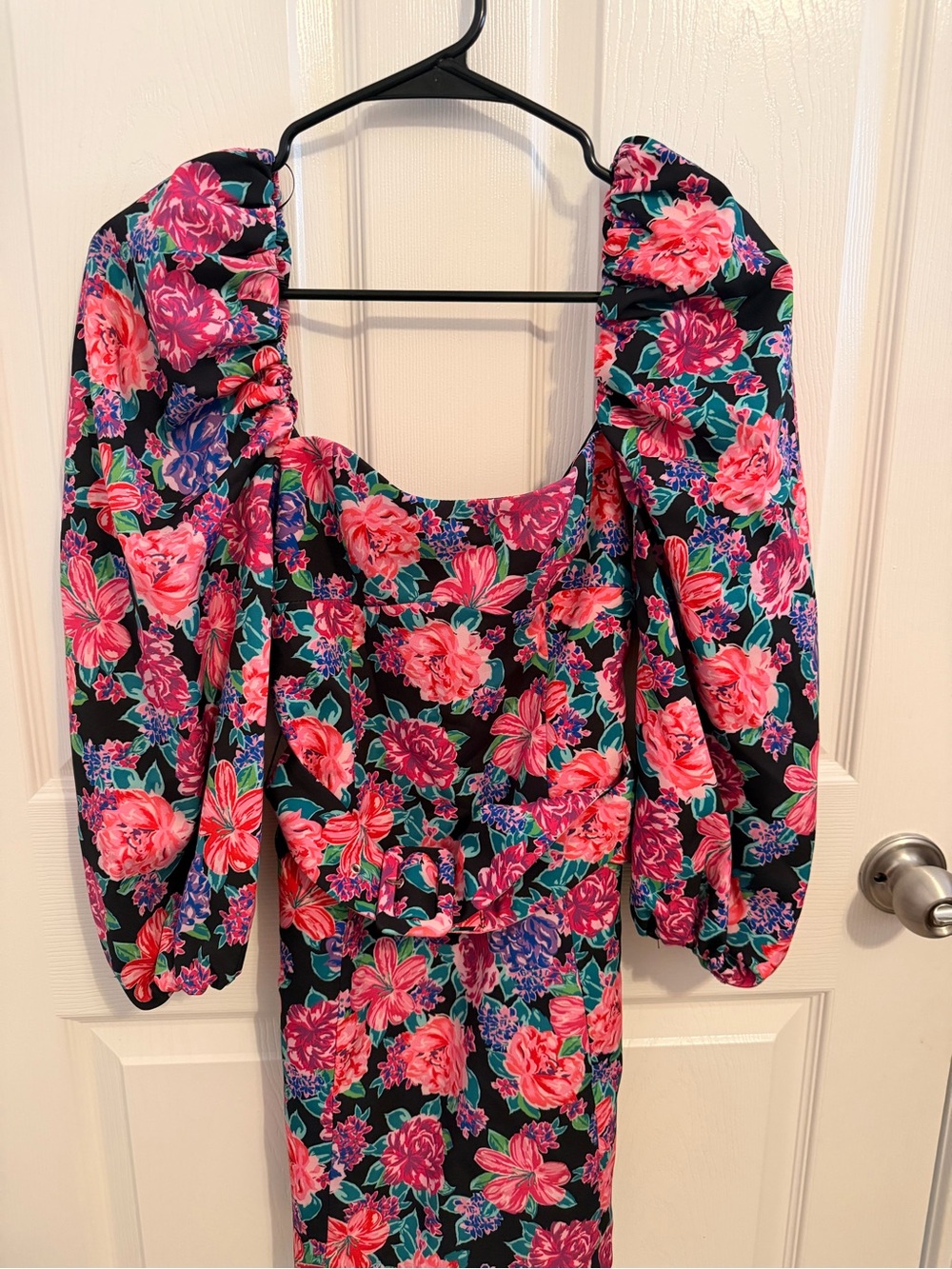 Zara Black Tunic with Pink Floral Print w/ Matching Belt